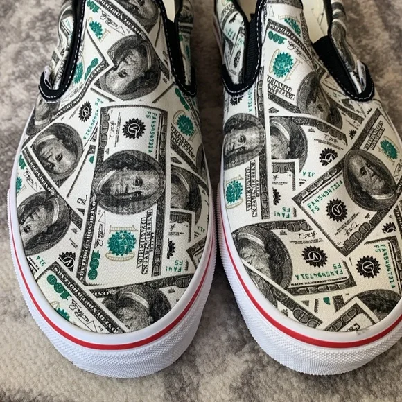 NEW Vans Mens 9.5 wide OTW Hundred Dollar Bills Customs Slip on Shoes sneakers - Picture 2 of 9